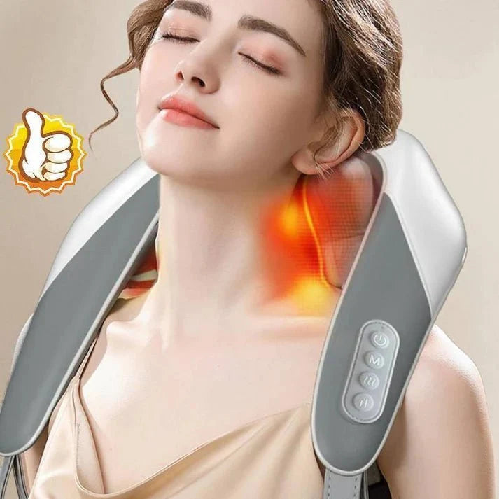 All-in-One Wearable Neck & Shoulder Massager with Heat – 5D Shiatsu Deep Tissue Massage Pillow for Back, Neck & Pain Relief – Portable Electric Relaxation Massager All-in-One Wearable Neck & Shoulder Massager with Heat