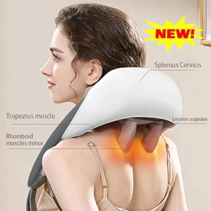 All-in-One Wearable Neck & Shoulder Massager with Heat – 5D Shiatsu Deep Tissue Massage Pillow for Back, Neck & Pain Relief – Portable Electric Relaxation Massager All-in-One Wearable Neck & Shoulder Massager with Heat